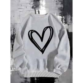 Coração Primavera e Outono Nova 250g Mulheres Impressão Top, Presentes, Turtlers, Manga Longa Hoodie, Retro Hip Hop Rua Lazer Adequado para Casa, Sair, Festa, Trabalho, Roupa Esportiva