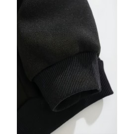 Moletom com Capuz Térmico para Mulheres - Moletom de Fleece Macio e Elástico com Manga Longa e Bolso Frontal, Pulôver Casual de Cor Sólida para Passeios na Primavera & Outono, Conforto Diário
