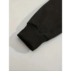 Moletom com Capuz Térmico para Mulheres - Moletom de Fleece Macio e Elástico com Manga Longa e Bolso Frontal, Pulôver Casual de Cor Sólida para Passeios na Primavera & Outono, Conforto Diário