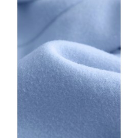 Moletom Feminino Azul Claro com Estampa de Pato e Interrogativo - Forro Polar, Gola Redonda, Manga Longa, Confortável para Outono/Inverno, Design Divertido, Tecido Macio, Aconchegante e Casual