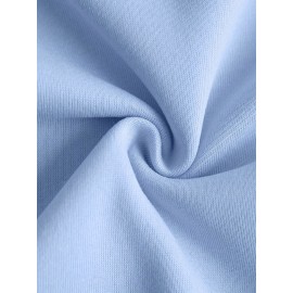 Moletom Feminino Azul Claro com Estampa de Pato e Interrogativo - Forro Polar, Gola Redonda, Manga Longa, Confortável para Outono/Inverno, Design Divertido, Tecido Macio, Aconchegante e Casual