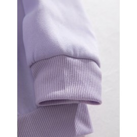 Camiseta de malha feminina de corte redondo e cor sólida para outono e inverno, com mangas longas e estilo casual.