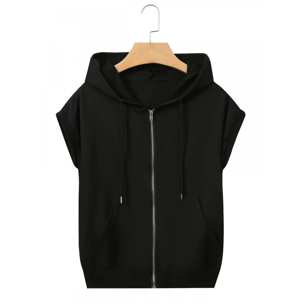 Camisola de manga comprida com capuz vermelho e bolsa de canguru - Sweatshirt casual com cordão, silhueta longa, mistura de poliéster para outono/inverno