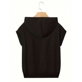 Camisola de manga comprida com capuz vermelho e bolsa de canguru - Sweatshirt casual com cordão, silhueta longa, mistura de poliéster para outono/inverno