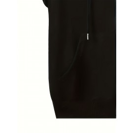 Camisola de manga comprida com capuz vermelho e bolsa de canguru - Sweatshirt casual com cordão, silhueta longa, mistura de poliéster para outono/inverno