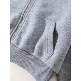 Moletom com capuz gráfico Brooklyn Nova Iorque para mulheres - Casual com fecho de correr e cordão, forro térmico, bolso dividido, manga comprida - Branco