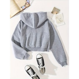 Moletom com capuz gráfico Brooklyn Nova Iorque para mulheres - Casual com fecho de correr e cordão, forro térmico, bolso dividido, manga comprida - Branco