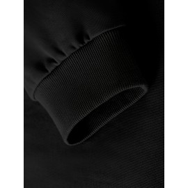 1pc Blusa Feminina Casual com Estampa de Lótus - Mistura de Algodão, Tecido Elástico, Padrão Geométrico, Estilo Pullover, Gola Redonda, para Outono/Inverno