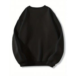 1pc Blusa Feminina Casual com Estampa de Lótus - Mistura de Algodão, Tecido Elástico, Padrão Geométrico, Estilo Pullover, Gola Redonda, para Outono/Inverno