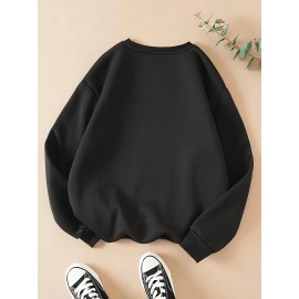1pc Blusa Feminina Casual com Estampa de Lótus - Mistura de Algodão, Tecido Elástico, Padrão Geométrico, Estilo Pullover, Gola Redonda, para Outono/Inverno
