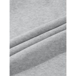Moletom Casual Feminino com Zíper e Estampa Abstrata de Letras KANE - Jaqueta Cinza Claro Ajuste Relaxado, Lavável à Máquina para Todas as Estações, Roupa Confortável para Viagem & Uso Diário