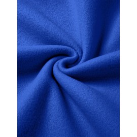 Blusa de Manga Longa de Moda Feminina Azul, Gola Redonda Casual, Poliéster Elástico, Cor Sólida, Pulôver, Adulto, Tricot, para Outono/Inverno