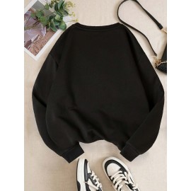 1pc Moletom Canguru Casual Feminino com Estampa 