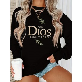 1pc Moletom Canguru Casual Feminino com Estampa 