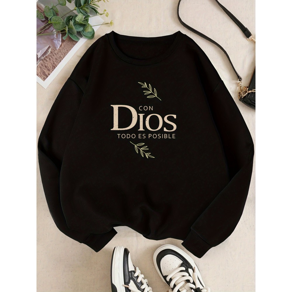 1pc Moletom Canguru Casual Feminino com Estampa 