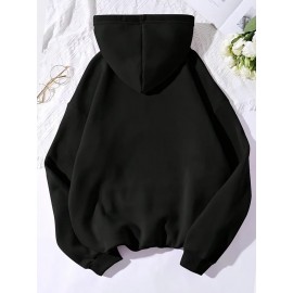 Moletom de Cetim Casual com Estampa Gráfica Cobra Kai - Tecido de Poliéster Tricotado com Capuz, Ligeiro Estiramento, Padrão Alfabético, Bolso com Pochete para Mulheres - Top de Pulôver com Capuz para Todas as Estações