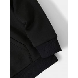 Moletom de Cetim Casual com Estampa Gráfica Cobra Kai - Tecido de Poliéster Tricotado com Capuz, Ligeiro Estiramento, Padrão Alfabético, Bolso com Pochete para Mulheres - Top de Pulôver com Capuz para Todas as Estações