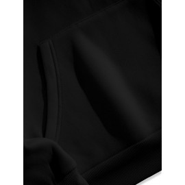 Suéter de manga longa casual para mulheres com estampa de Pitbull e bolso frontal, mistura de algodão, lavável à máquina - adequado para primavera, outono e inverno, 250g
