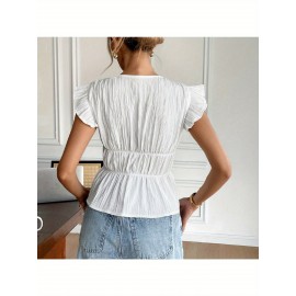 Blusa Feminina Elegante - Top com Decote Profundo e Laço na Cintura, Tecido Não Transparente para Praia, Festa ou Escritório, Lavável à Máquina, Roupa Casual, Estilosa Cardigan de Verão, Material Respirável, Guarda-Roupa de Verão