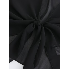 Xale Elegante de Poliéster Transparente com Detalhe de Laço na Frente – Acessório de Vestido Versátil, Leve e Respirável, Perfeito para Eventos de Primavera/Verão/Outono, Realçador de Roupa Estiloso|Xale com Laço na Frente|Textura Lisa e Brilhante, Xale C