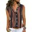Camiseta Feminina Sem Mangas com Botões - Blusa Casual de Listras Verticais e Bloco de Cores, Gola Aberta Streetwear, Tecido Leve Lavável em Máquina para Verão, Roupas Fáceis de Cuidar, Looks Modernos