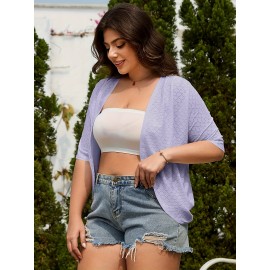 Cardigã Leve Feminino - Jaqueta de Camadas Aberta, Tecido Macio e Elástico, Lavável à Máquina para Todas as Estações em Lavanda Pastel & Cor Sólida, Suéter Casual para o Escritório Diário, Tecido Respirável, Top Versátil, Caimento Relaxado, Textura Confor