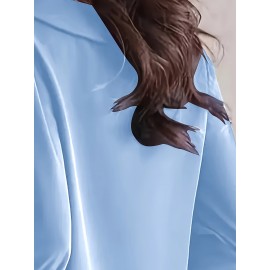 Camisa de manga comprida com botões para mulheres - Branca, Roupa de trabalho profissional com fecho de botão único, Perfeita para entrevistas e vestuário de negócios, Vestuário de escritório|Botão chic|Ajuste elegante