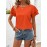 Blusa Feminina Elegante Coleção Especial Manga Renda Laranja Vibrante - Top de Gola Redonda Manga Curta, Corte Regular para Looks Casuais e Formais, Moda Verão, Tecido Opaco, Ideal para Atividades ao Ar Livre