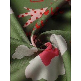 Camisa Havaiana Casual Feminina de Manga Curta - Top Leve de Poliéster para Férias na Praia com Estampa de Estrelas, Corações & Texto Inspirador, Gola Clássica, Tecido Não Transparente para Primavera/Verão, Design Divertido e Opaco