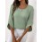 Blusa Casual Feminina de Manga Curta com Gola Redonda - Verde Menta 100% Poliéster, Lavável à Máquina com Botões Decorativos, Caimento Regular para Primavera Verão Outono, Coleção Elegante