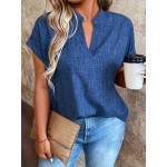 Blusa Elegante Feminina com Decote em V e Mangas Morcego - Top Leve e Respirável de Cor Sólida para Primavera/Verão, Lavável à Máquina, Casual a Formal