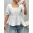 Nova Blusa de Verão para Mulheres, com Estilo de Comutação e Elegância, Top de Blusa com Decote Quadrado, Laço nas Costas, Design Vazado e Bainha Solta.