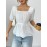 Nova Blusa de Verão para Mulheres, com Estilo de Comutação e Elegância, Top de Blusa com Decote Quadrado, Laço nas Costas, Design Vazado e Bainha Solta.