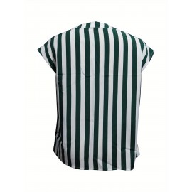 Nova Blusa Estampada Listrada Casual E Fashion Para Férias De Verão Para Senhoras