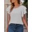 Blusa de manga com borboleta em ponto suíço - Camiseta branca elegante de verão com detalhes de babados, decote redondo, manga curta, top casual para adultos para atitudes casuais, top de verão casual | Top de manga com babados | Decote detalhado