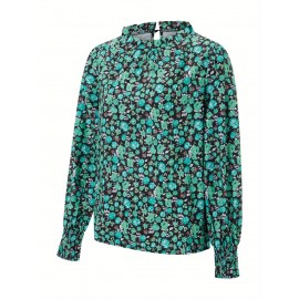 Camisetas Femininas de Manga Longa Estampadas Florais Blusas da Moda Tops Casuais Primavera Outono Streetwear