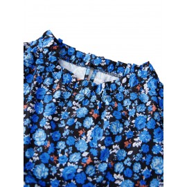 Camisetas Femininas de Manga Longa Estampadas Florais Blusas da Moda Tops Casuais Primavera Outono Streetwear