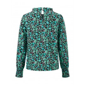 Camisetas Femininas de Manga Longa Estampadas Florais Blusas da Moda Tops Casuais Primavera Outono Streetwear