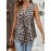 Blusa sem mangas de verão para mulheres com decote em V e estampado de leopardo - Estilo casual com bolsos, tecido leve para o tempo quente, atuário casual|Blusa com decote em V|Tecido leve