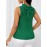 Blusa elegante de manga sem mangas com folhos verdes para mulheres - Top de pescoço redondo de cor sólida versátil, perfeito para o verão, de casual a formal, top de verão casual | Blusa de manga folgada | Tecido de textura suave