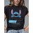T-shirt de mulher Disney Stitch - Top casual de manga curta com decote redondo, t-shirt gráfica vibrante azul e branca para o verão, festas, e leve e confortável, perfeito para fãs de desenhos animados, camisa Disney