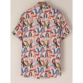 Camiseta Feminina de Manga Curta Streetwear - Estampa Vibrante de Personagem Cartoon, Blusa Casual com Gola em Poliéster para Primavera/Verão, Material Opaco e Design Divertido, Moda Adulto, Roupas de Verão
