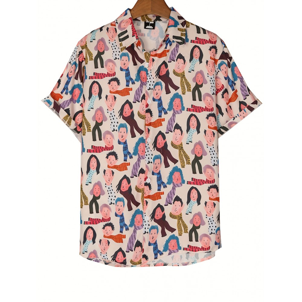 Camiseta Feminina de Manga Curta Streetwear - Estampa Vibrante de Personagem Cartoon, Blusa Casual com Gola em Poliéster para Primavera/Verão, Material Opaco e Design Divertido, Moda Adulto, Roupas de Verão