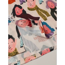 Camiseta Feminina de Manga Curta Streetwear - Estampa Vibrante de Personagem Cartoon, Blusa Casual com Gola em Poliéster para Primavera/Verão, Material Opaco e Design Divertido, Moda Adulto, Roupas de Verão