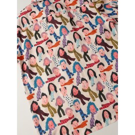Camiseta Feminina de Manga Curta Streetwear - Estampa Vibrante de Personagem Cartoon, Blusa Casual com Gola em Poliéster para Primavera/Verão, Material Opaco e Design Divertido, Moda Adulto, Roupas de Verão
