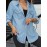Camisa Jeans Feminina Casual em Azul Claro Confortável e Ajustada, com Design Estiloso - Nova Camisa de Denim de Alta Qualidade para Ocasiões Casuais e Versátil para Looks Informais