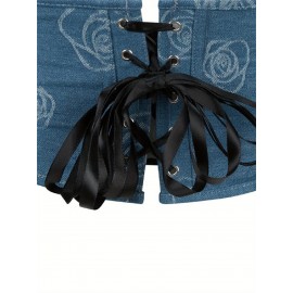 Vestido de Algodão sem Mangas com Decote em V Profundo e Ajuste Justo para Mulheres com Estampa Floral