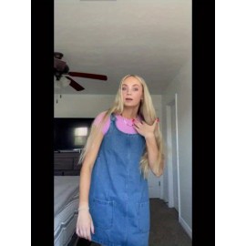 Vestido de Denim Vintage Sem Mangas para Mulheres com Bolsos - Vestido Mini Folgado, Alças Ajustáveis e Bolsos Laterais, Tecido Não Elástico, Lavável em Máquina, Look Casual Primavera/Verão