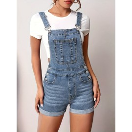 Calças curtas de denim femininas com cinto, estilo slim, perfeitas para uso diário, item essencial para o guarda-roupa.