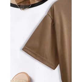 T-shirt estampada para homem, com corte simples e destaque em masculinidade, feita de algodão puro, combina cores sólidas com estampas vibrantes, confortável e respirável, um clássico essencial de verão.